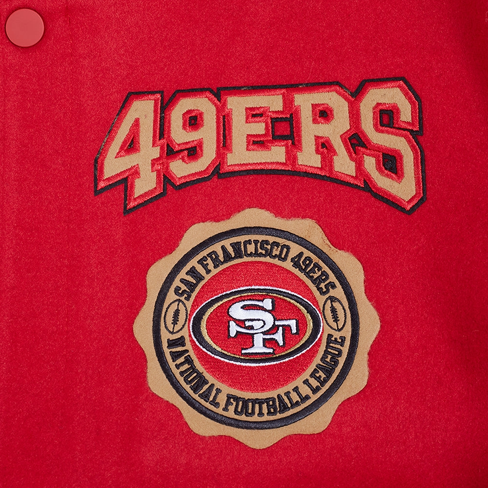 NFL SAN FRANCISCO 49ERS CREST EMBLEM MEN'S RIB WOOL VARSITY JACKET (RED/BLACK)