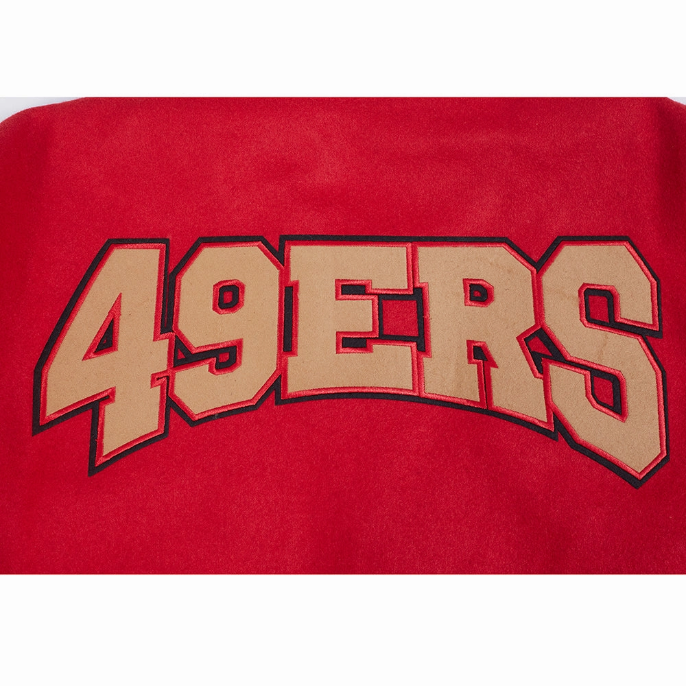 NFL SAN FRANCISCO 49ERS CREST EMBLEM MEN'S RIB WOOL VARSITY JACKET (RED/BLACK)