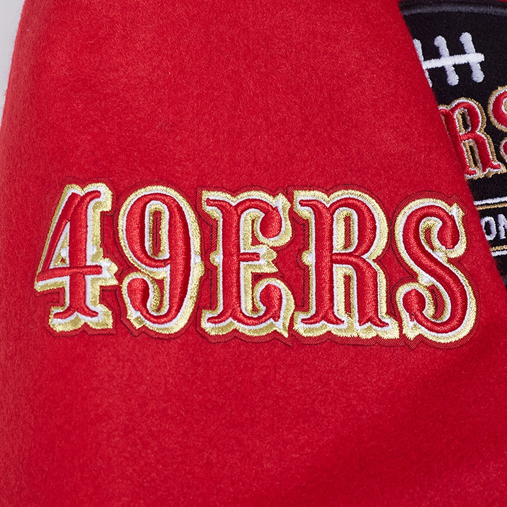 NFL SAN FRANCISCO 49ERS CREST EMBLEM MEN'S RIB WOOL VARSITY JACKET (RED/BLACK)