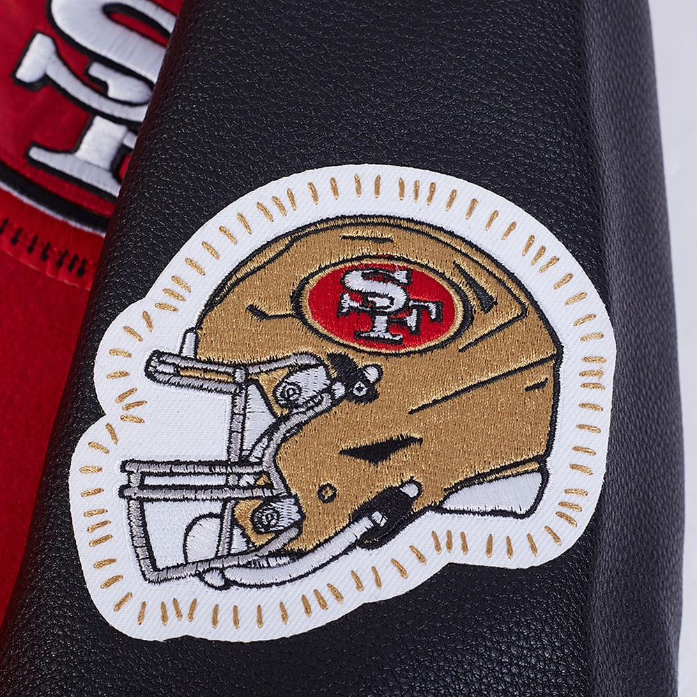 NFL SAN FRANCISCO 49ERS DIY PICK STITCH MEN'S RIB WOOL VARSITY JACKET (RED/BLACK)