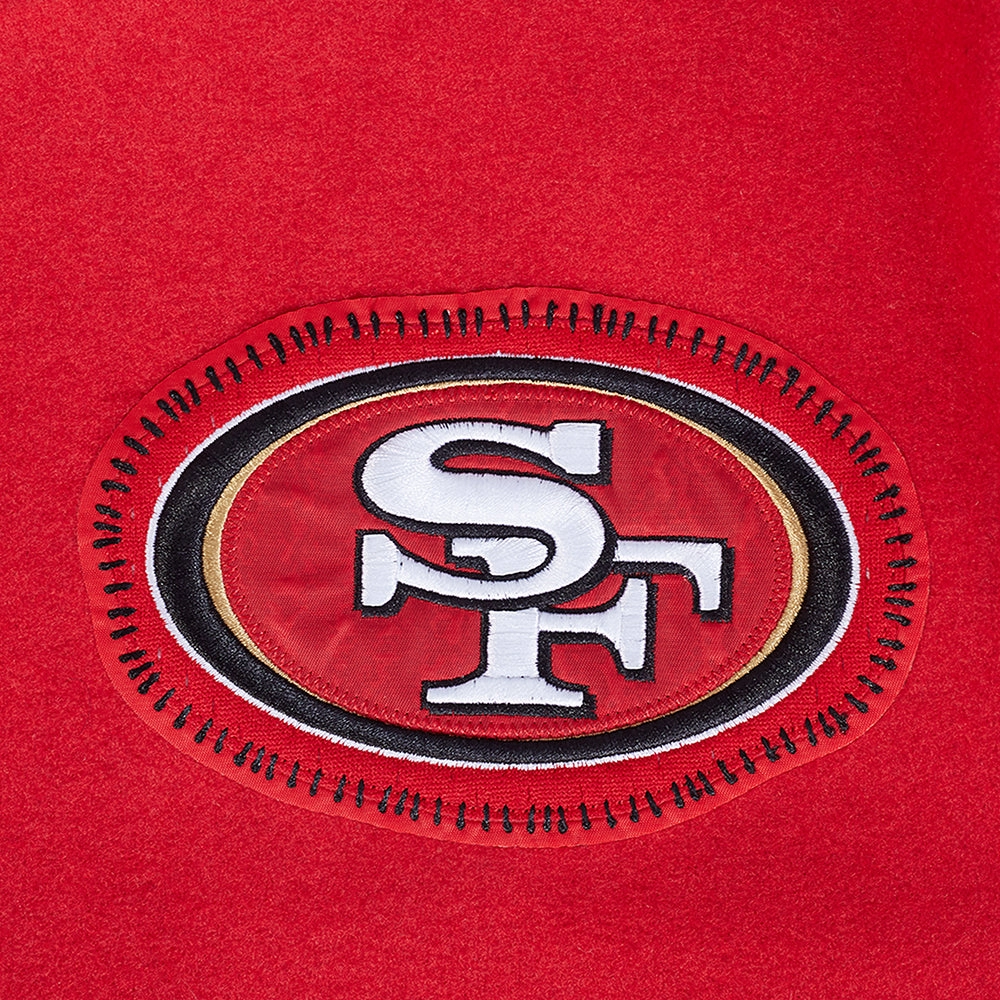 NFL SAN FRANCISCO 49ERS DIY PICK STITCH MEN'S RIB WOOL VARSITY JACKET (RED/BLACK)