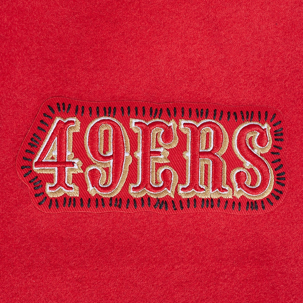 NFL SAN FRANCISCO 49ERS DIY PICK STITCH MEN'S RIB WOOL VARSITY JACKET (RED/BLACK)