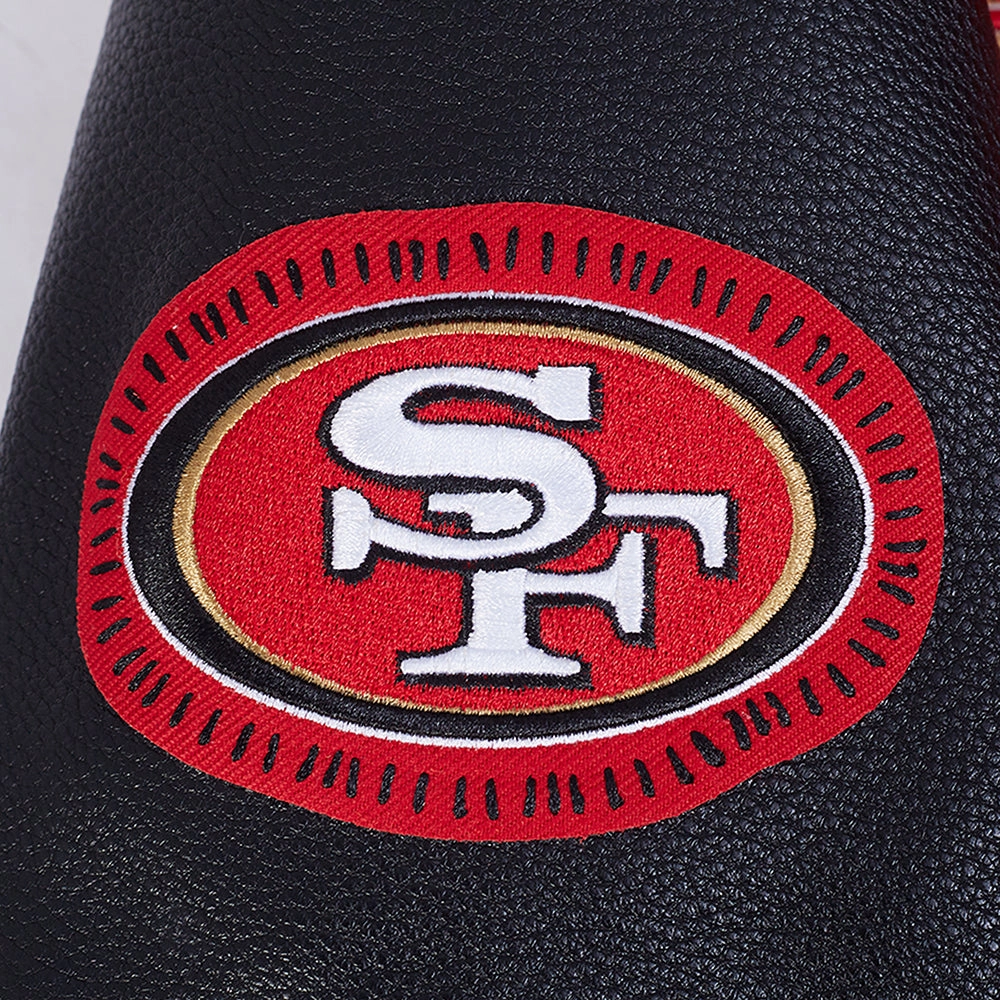 NFL SAN FRANCISCO 49ERS DIY PICK STITCH MEN'S RIB WOOL VARSITY JACKET (RED/BLACK)