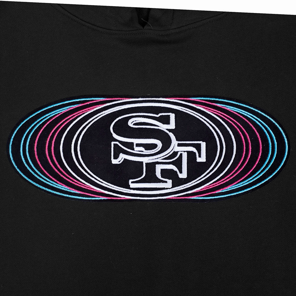 NFL SAN FRANCISCO 49ERS ECHO LOGO MEN'S FLEECE PULLOVER HOODIE (BLACK)