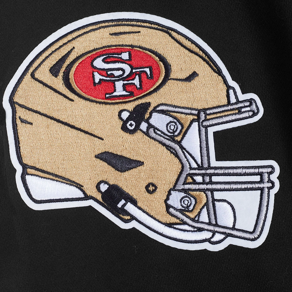 NFL SAN FRANCISCO 49ERS ECHO LOGO MEN'S FLEECE PULLOVER HOODIE (BLACK)