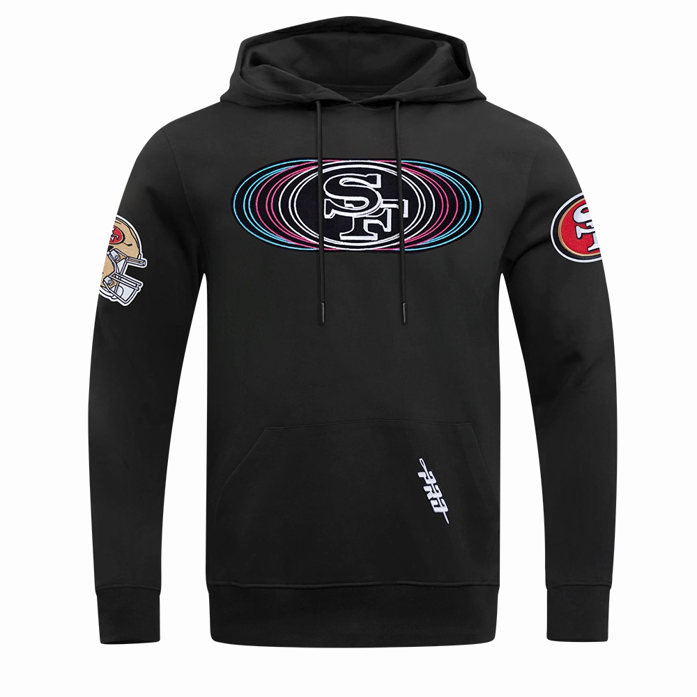 NFL SAN FRANCISCO 49ERS ECHO LOGO MEN'S FLEECE PULLOVER HOODIE (BLACK)