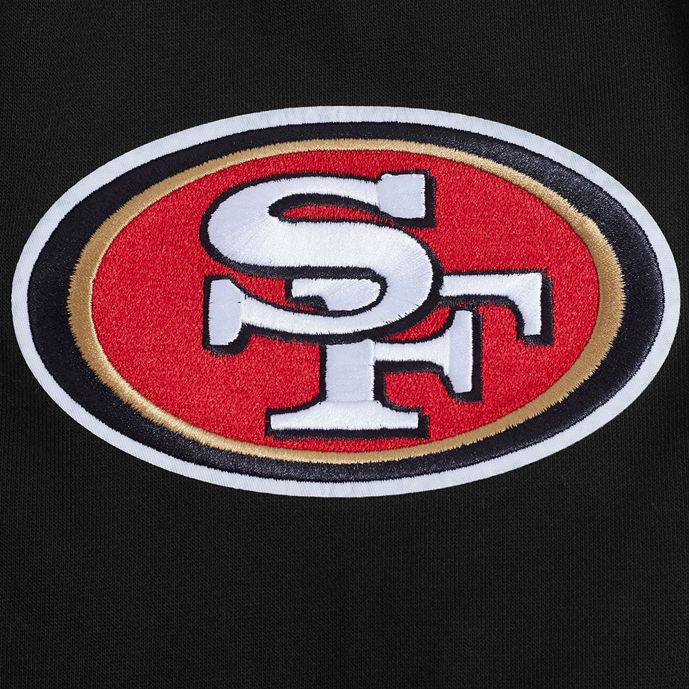 NFL SAN FRANCISCO 49ERS ECHO LOGO MEN'S FLEECE PULLOVER HOODIE (BLACK)