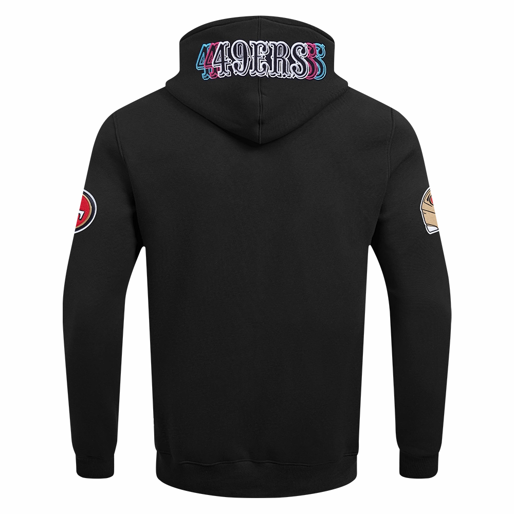 NFL SAN FRANCISCO 49ERS ECHO LOGO MEN'S FLEECE PULLOVER HOODIE (BLACK)