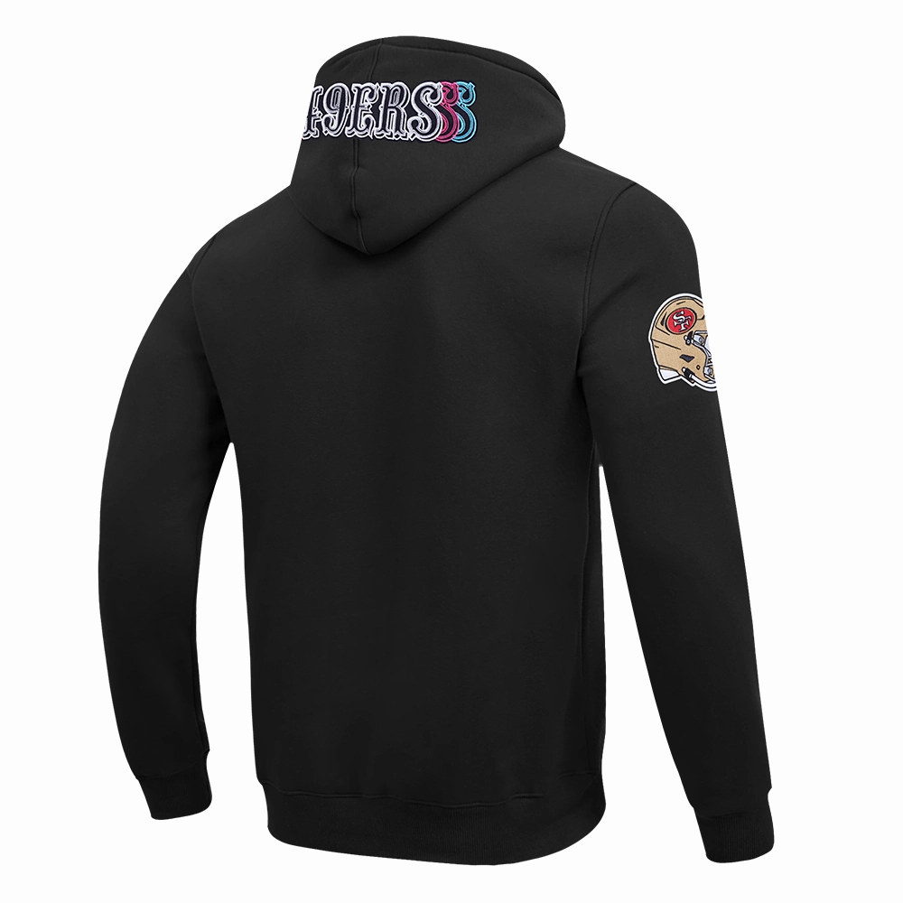 NFL SAN FRANCISCO 49ERS ECHO LOGO MEN'S FLEECE PULLOVER HOODIE (BLACK)