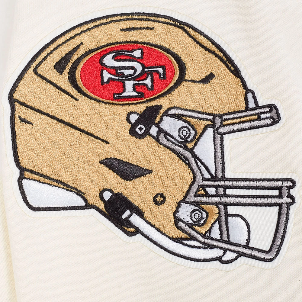 NFL SAN FRANCISCO 49ERS ECHO LOGO MEN'S FLEECE PULLOVER HOODIE (EGGSHELL)