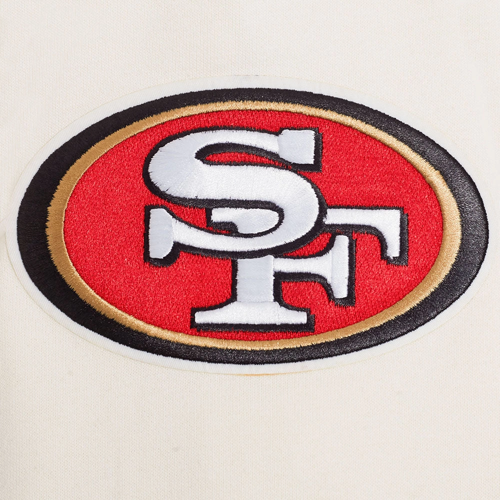 NFL SAN FRANCISCO 49ERS ECHO LOGO MEN'S FLEECE PULLOVER HOODIE (EGGSHELL)
