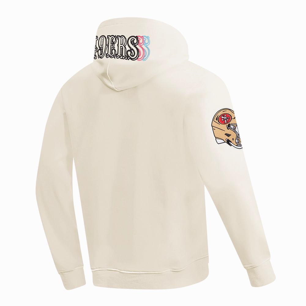 NFL SAN FRANCISCO 49ERS ECHO LOGO MEN'S FLEECE PULLOVER HOODIE (EGGSHELL)