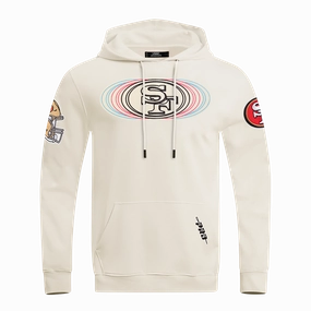 NFL SAN FRANCISCO 49ERS ECHO LOGO MEN'S FLEECE PULLOVER HOODIE (EGGSHELL)