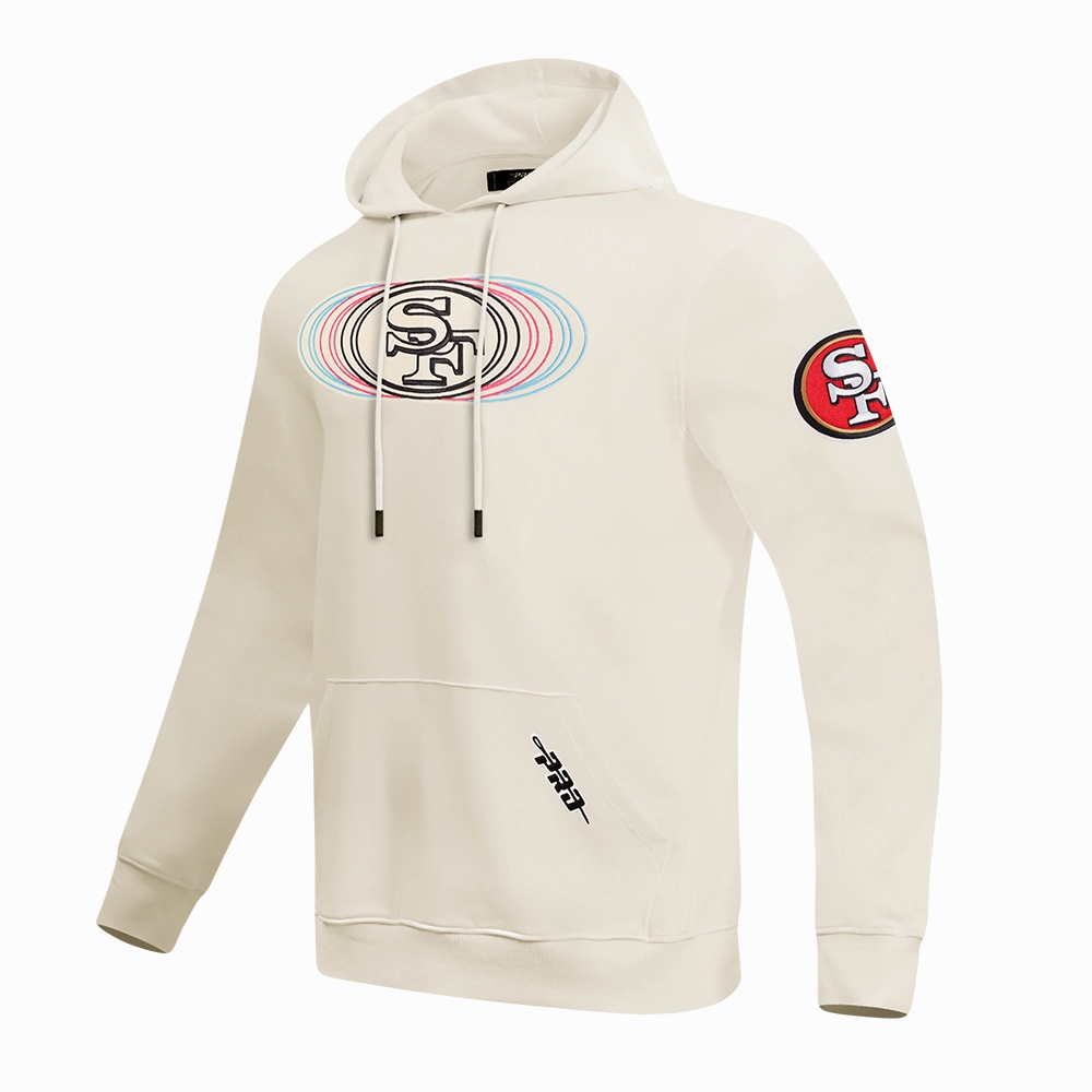 NFL SAN FRANCISCO 49ERS ECHO LOGO MEN'S FLEECE PULLOVER HOODIE (EGGSHELL)