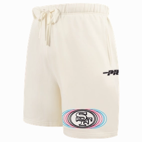 NFL SAN FRANCISCO 49ERS ECHO LOGO MEN'S FLEECE SHORT (EGGSHELL)