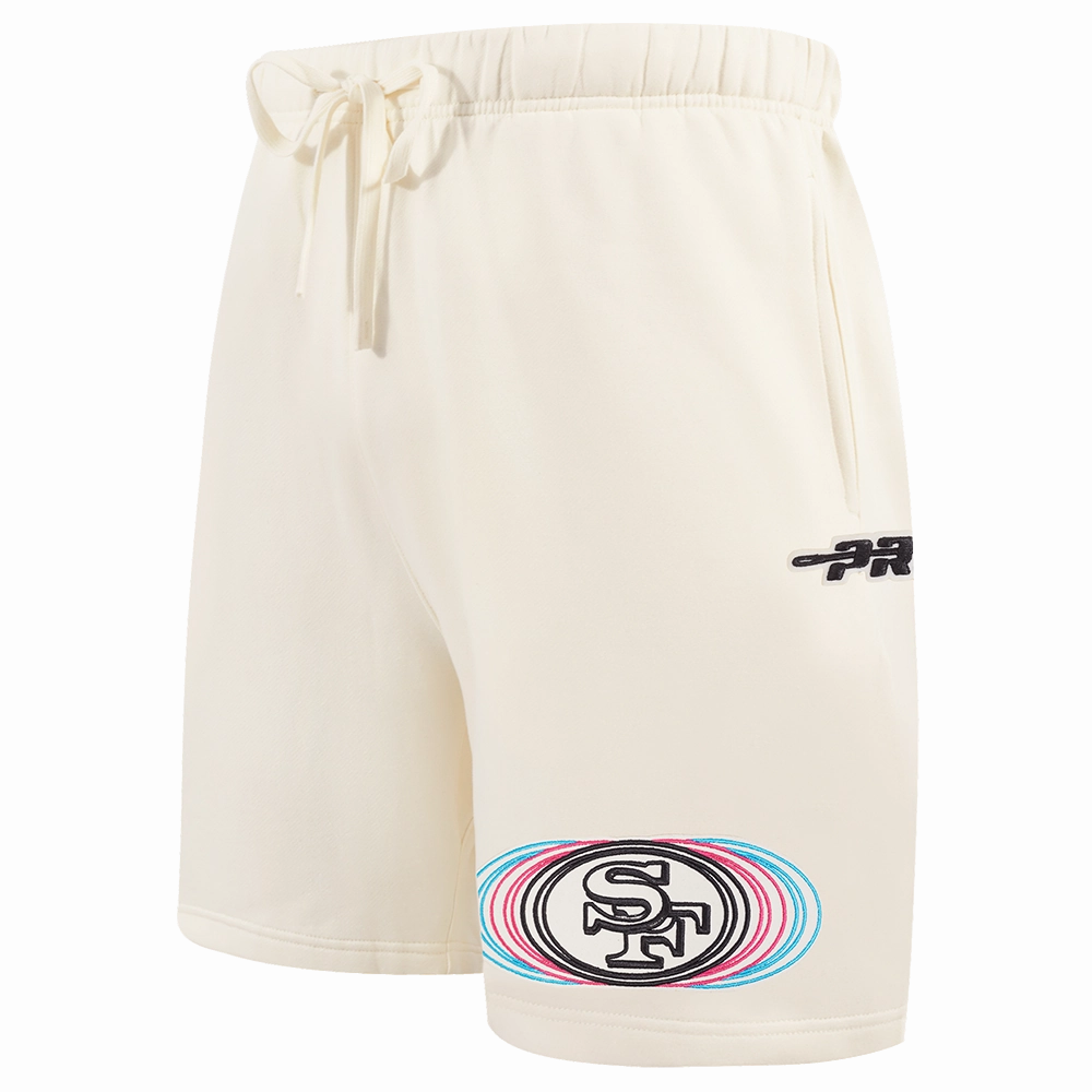 NFL SAN FRANCISCO 49ERS ECHO LOGO MEN'S FLEECE SHORT (EGGSHELL)