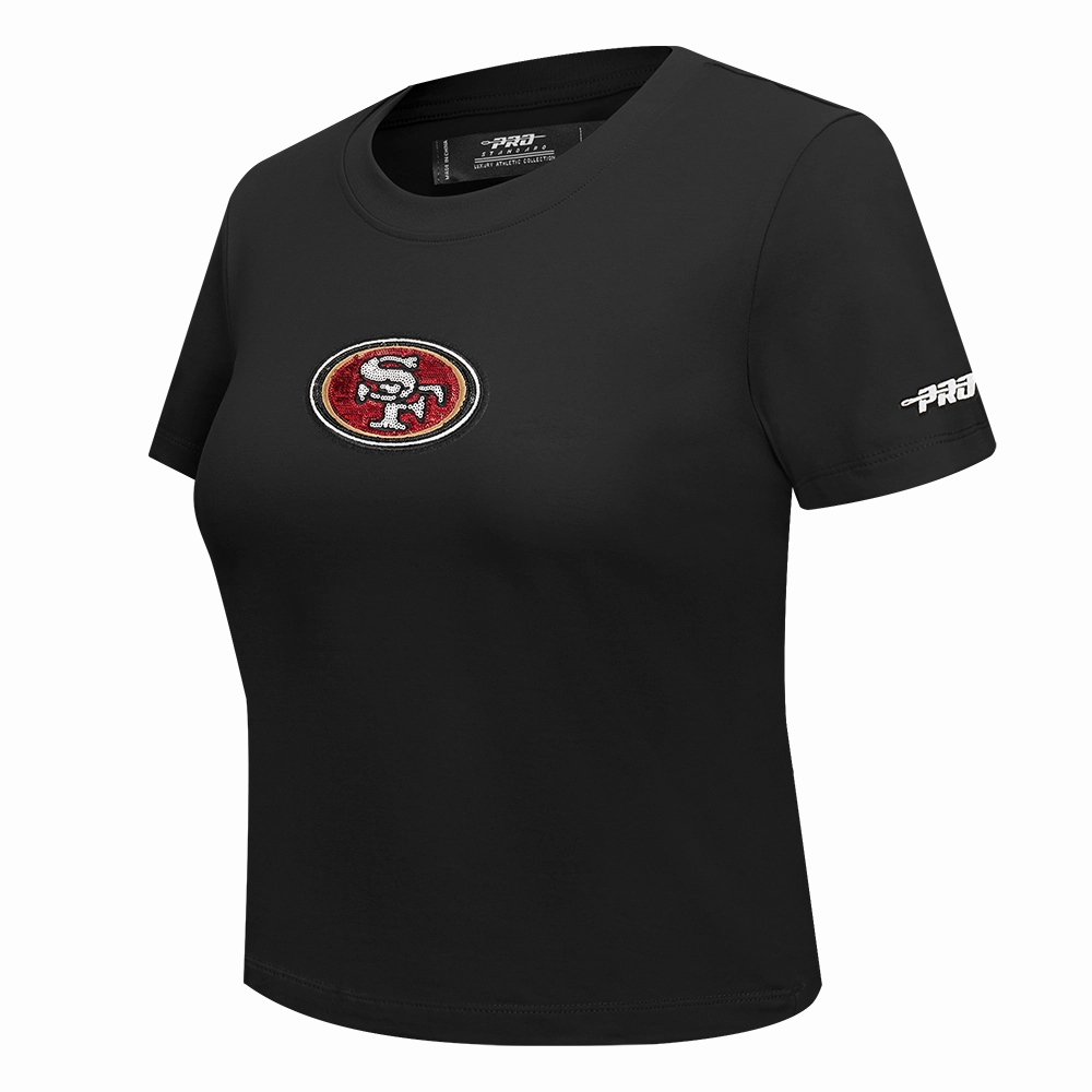 NFL SAN FRANCISCO 49ERS GAME DAY CLASSICS WOMEN'S SJ BABY DOLL TEE (BLACK)
