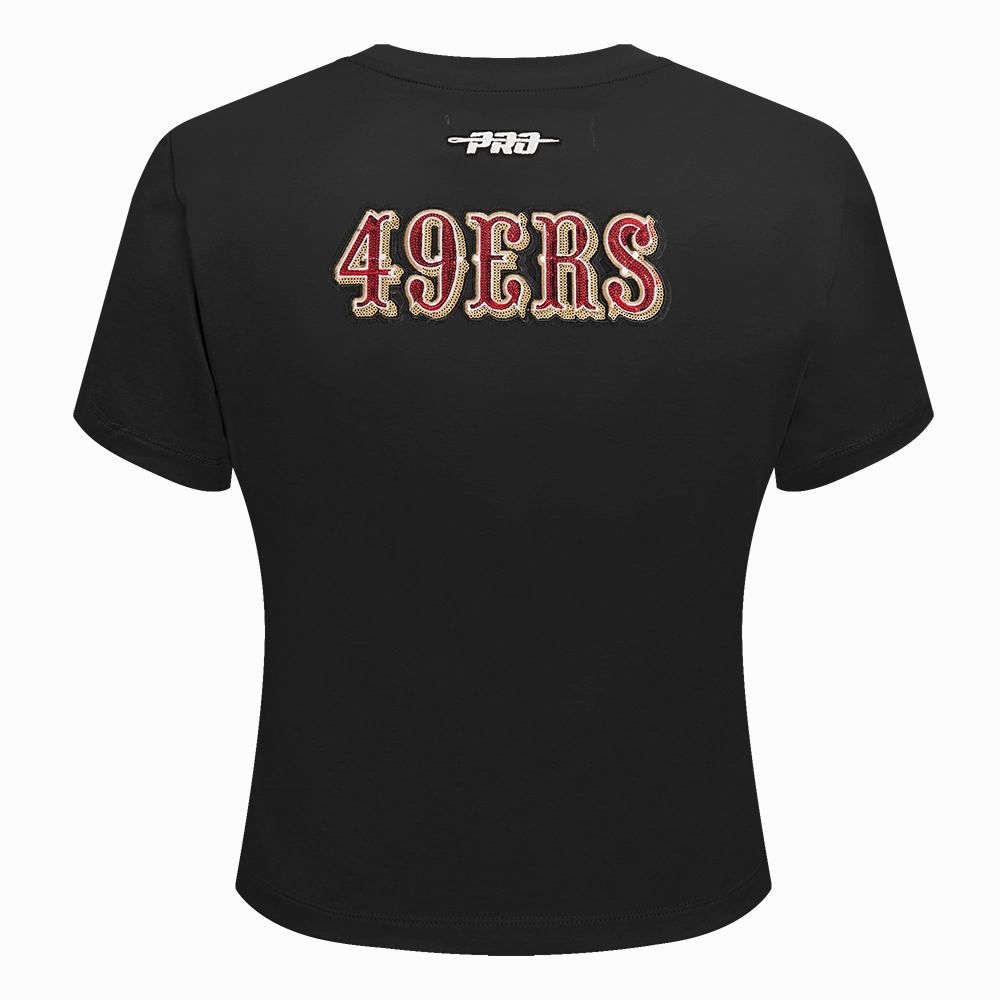 NFL SAN FRANCISCO 49ERS GAME DAY CLASSICS WOMEN'S SJ BABY DOLL TEE (BLACK)