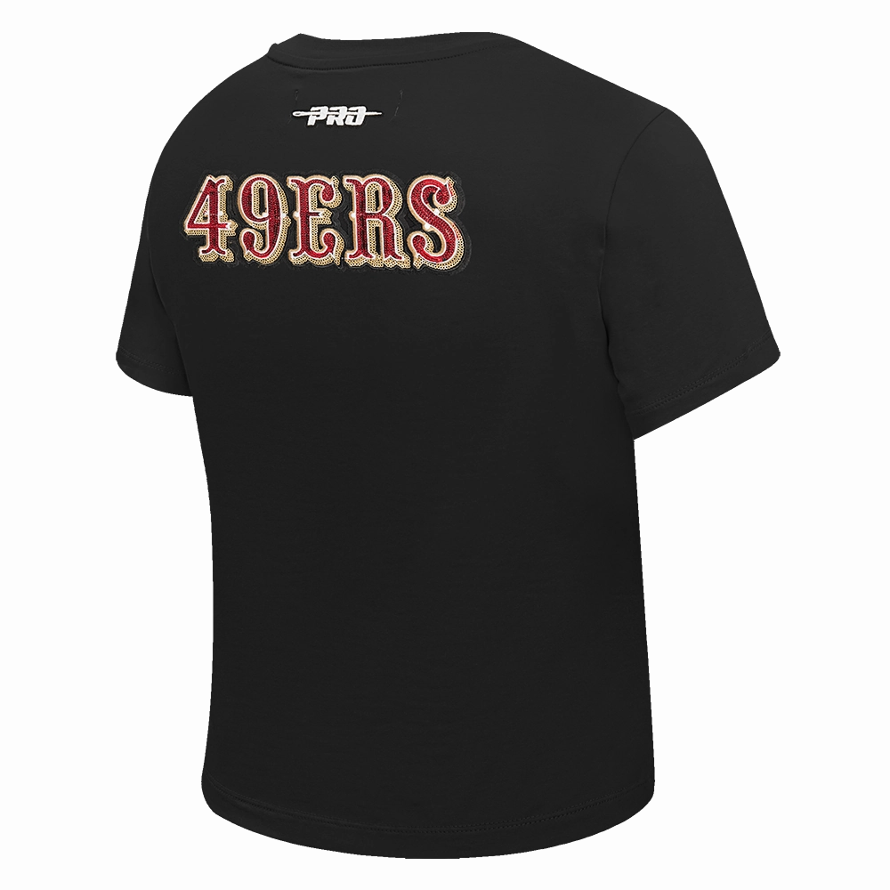 NFL SAN FRANCISCO 49ERS GAME DAY CLASSICS WOMEN'S SJ BABY DOLL TEE (BLACK)