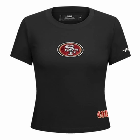 NFL SAN FRANCISCO 49ERS GAME DAY CLASSICS WOMEN'S SJ BABY DOLL TEE (BLACK)
