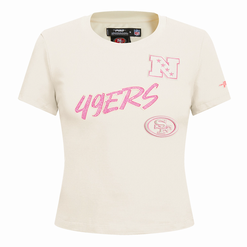 NFL SAN FRANCISCO 49ERS HIGH IMPACT WOMEN'S BABY DOLL TEE (EGGSHELL)