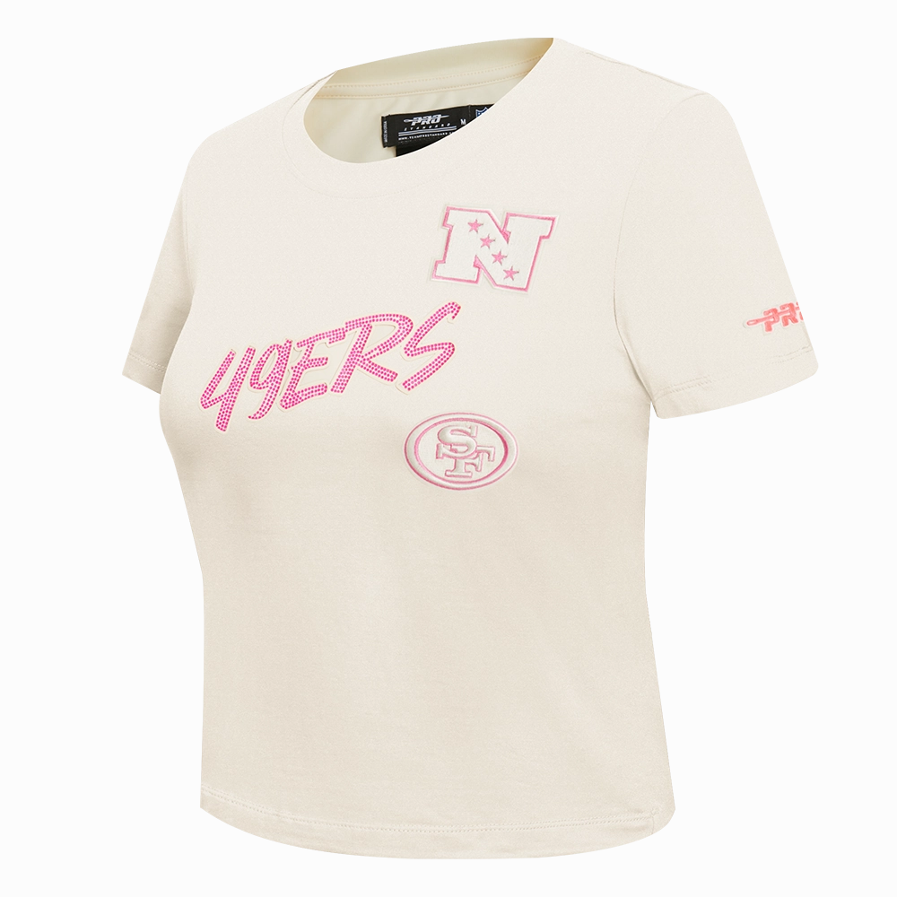NFL SAN FRANCISCO 49ERS HIGH IMPACT WOMEN'S BABY DOLL TEE (EGGSHELL)