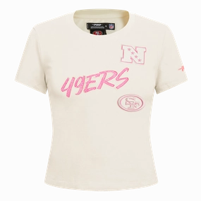 NFL SAN FRANCISCO 49ERS HIGH IMPACT WOMEN'S BABY DOLL TEE (EGGSHELL)