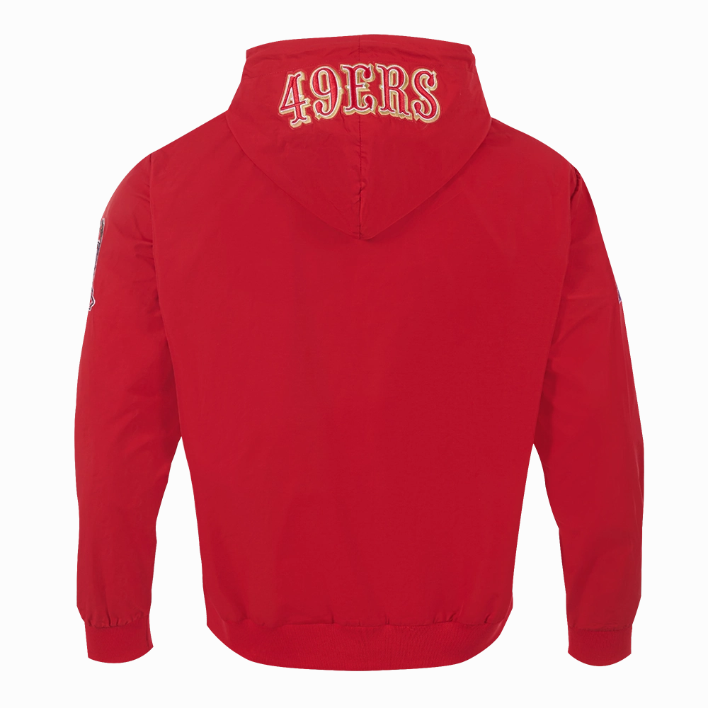 NFL SAN FRANCISCO 49ERS HYBRID WOVEN MEN'S FULL ZIP PULLOVER HOODIE (RED)
