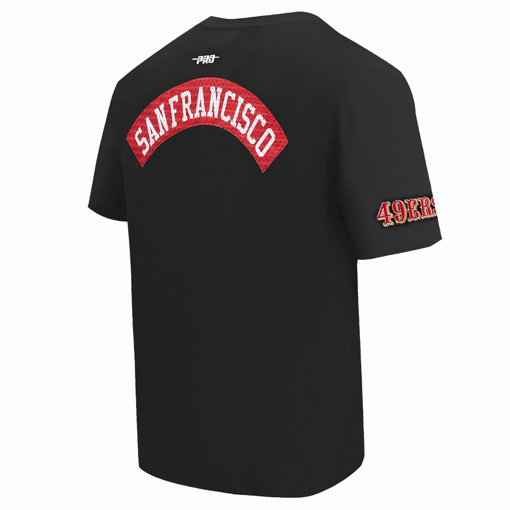 NFL SAN FRANCISCO 49ERS MADE TO PLAY MEN'S COTTON JERSEY DROP SHOULDER TEE (BLACK)