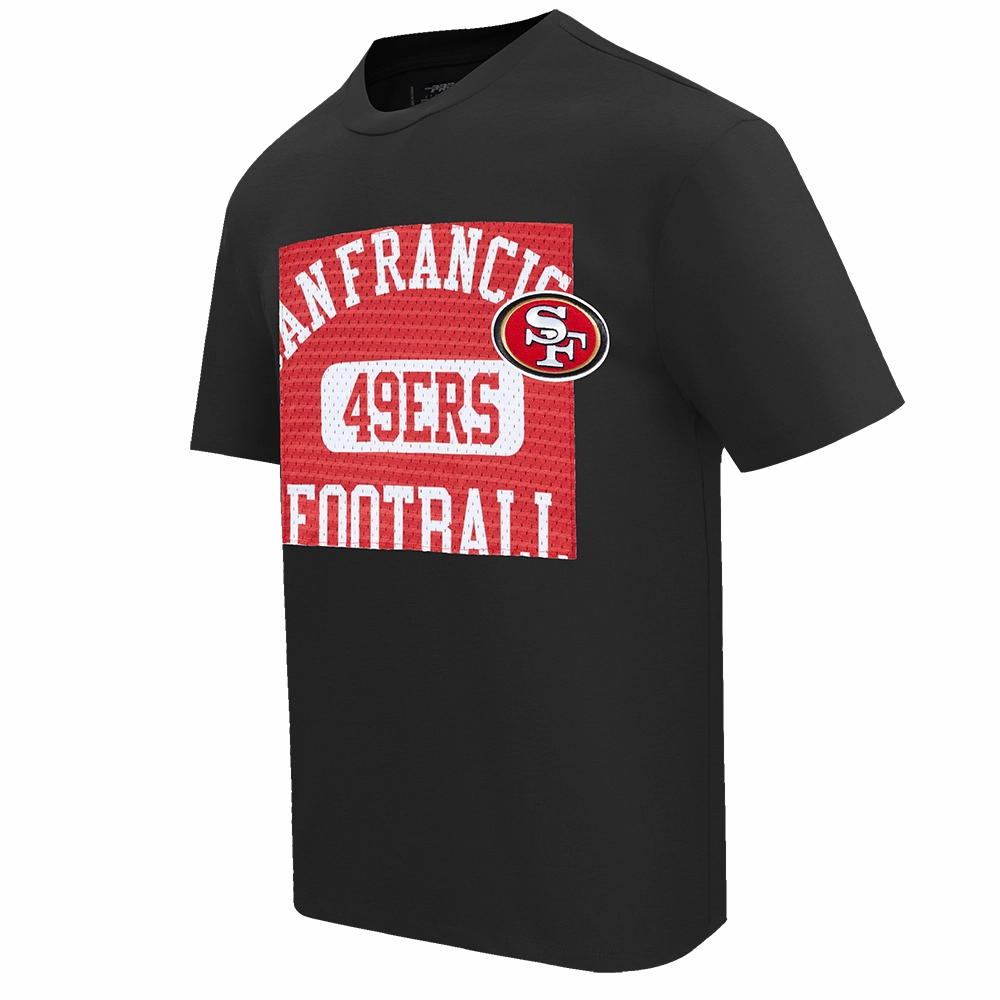 NFL SAN FRANCISCO 49ERS MADE TO PLAY MEN'S COTTON JERSEY DROP SHOULDER TEE (BLACK)