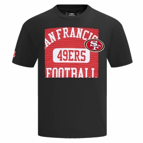 NFL SAN FRANCISCO 49ERS MADE TO PLAY MEN'S COTTON JERSEY DROP SHOULDER TEE (BLACK)