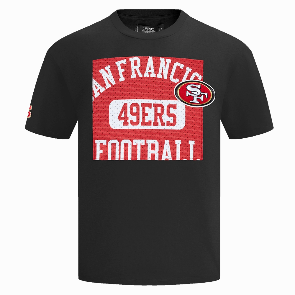 NFL SAN FRANCISCO 49ERS MADE TO PLAY MEN'S COTTON JERSEY DROP SHOULDER TEE (BLACK)