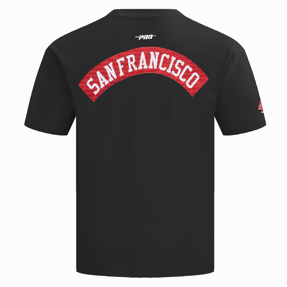 NFL SAN FRANCISCO 49ERS MADE TO PLAY MEN'S COTTON JERSEY DROP SHOULDER TEE (BLACK)