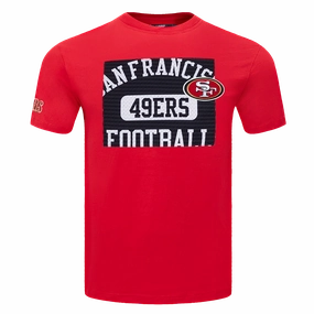 NFL SAN FRANCISCO 49ERS MADE TO PLAY MEN'S COTTON JERSEY DROP SHOULDER TEE (RED)