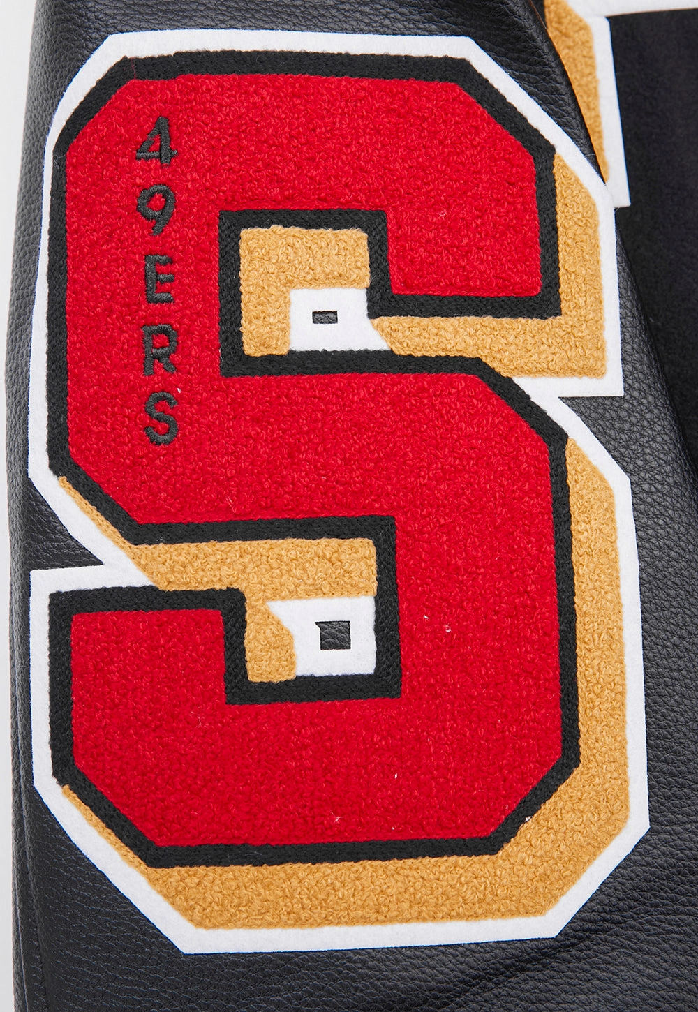 NFL SAN FRANCISCO 49ERS MASHUP MEN'S RIB WOOL VARSITY JACKET (BLACK/RED/BLACK)
