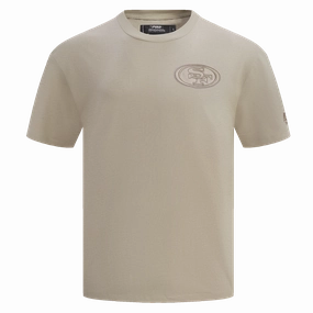 NFL SAN FRANCISCO 49ERS NEUTRAL MEN'S COTTON JERSEY DROP SHOULDER TEE (TAUPE)