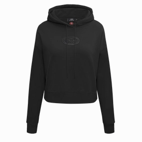 NFL SAN FRANCISCO 49ERS NEUTRAL WOMEN'S CROPPED PULLOVER HOODIE (BLACK)