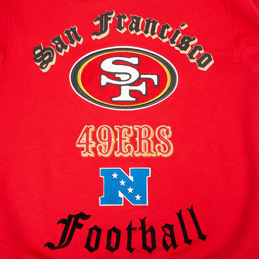 NFL SAN FRANCISCO 49ERS OLD ENGLISH MEN'S CREWNECK (RED)