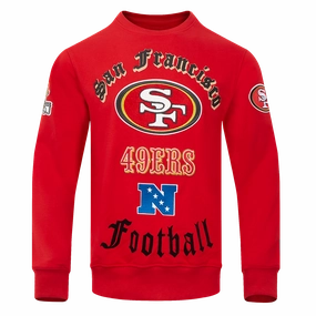 NFL SAN FRANCISCO 49ERS OLD ENGLISH MEN'S CREWNECK (RED)