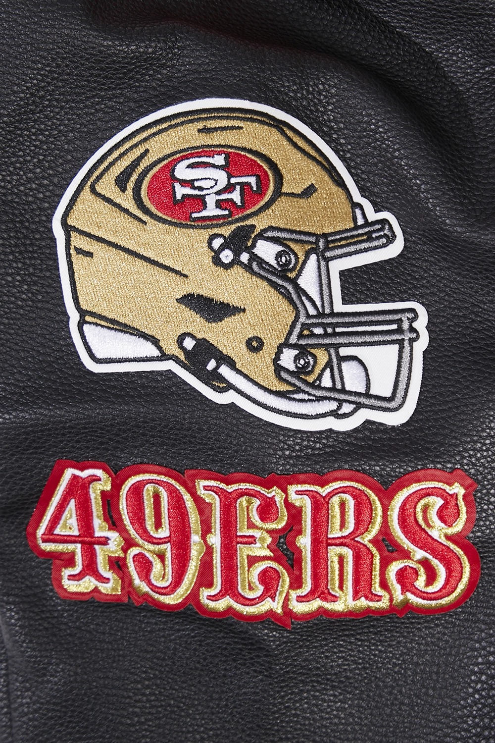 NFL SAN FRANCISCO 49ERS OLD ENGLISH MEN'S RIB WOOL VARSITY JACKET (RED/BLACK)