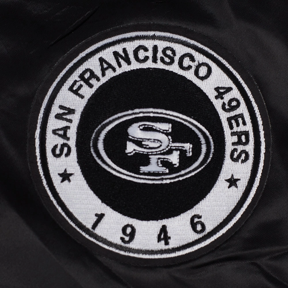 NFL SAN FRANCISCO 49ERS PEARLS WOMEN'S RIB SATIN JACKET (BLACK)