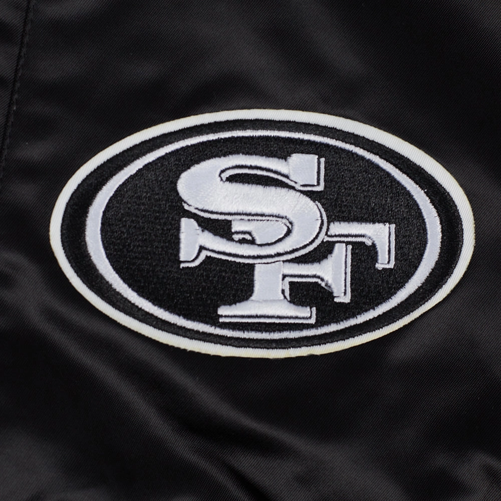 NFL SAN FRANCISCO 49ERS PEARLS WOMEN'S RIB SATIN JACKET (BLACK)