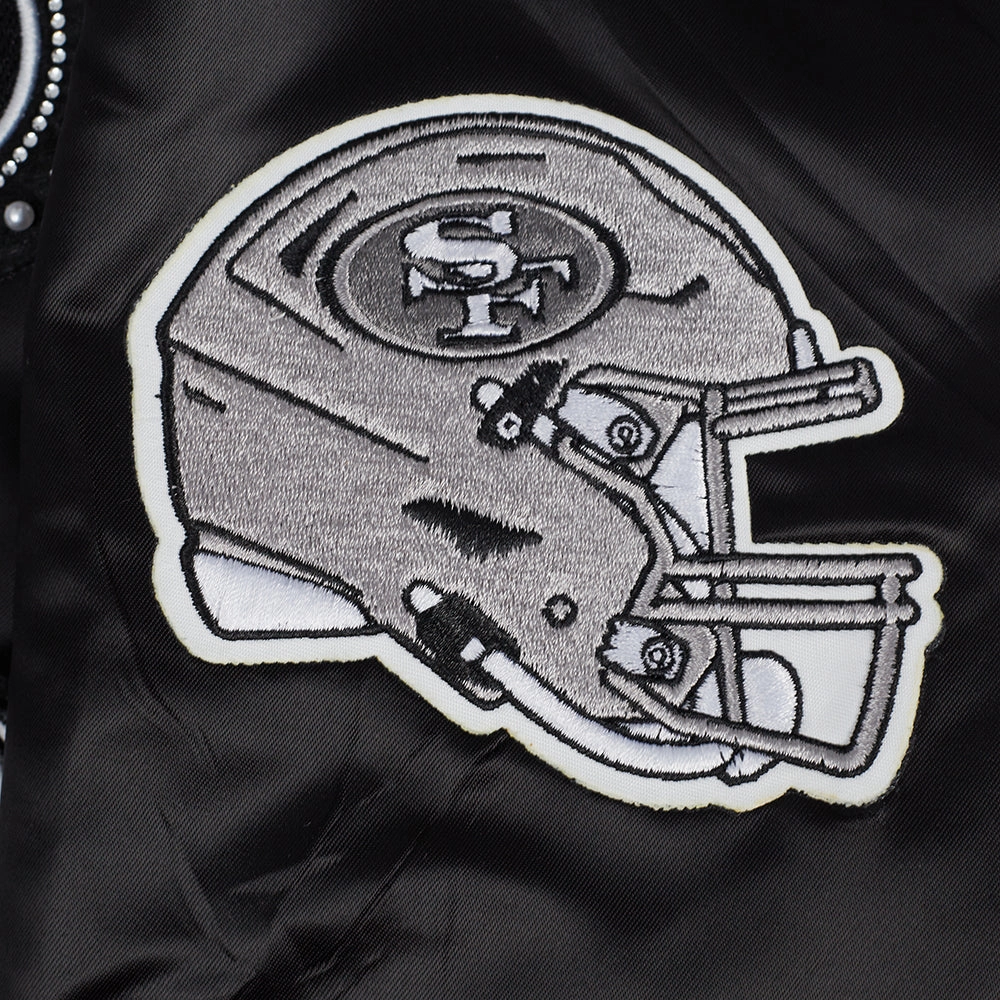 NFL SAN FRANCISCO 49ERS PEARLS WOMEN'S RIB SATIN JACKET (BLACK)
