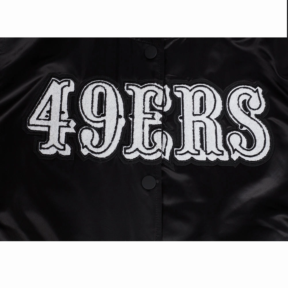 NFL SAN FRANCISCO 49ERS PEARLS WOMEN'S RIB SATIN JACKET (BLACK)