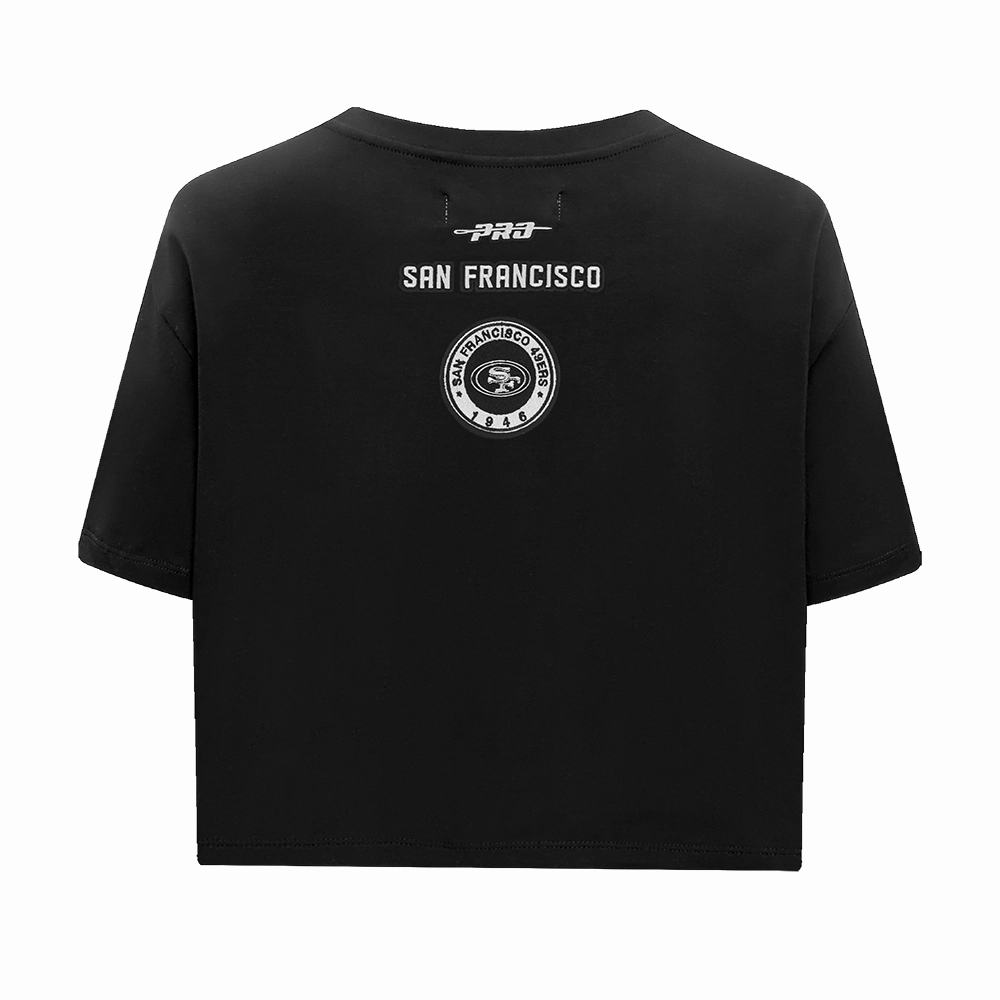 NFL SAN FRANCISCO 49ERS PEARLS WOMEN'S SINGLE JERSEY BOXY TEE (BLACK)