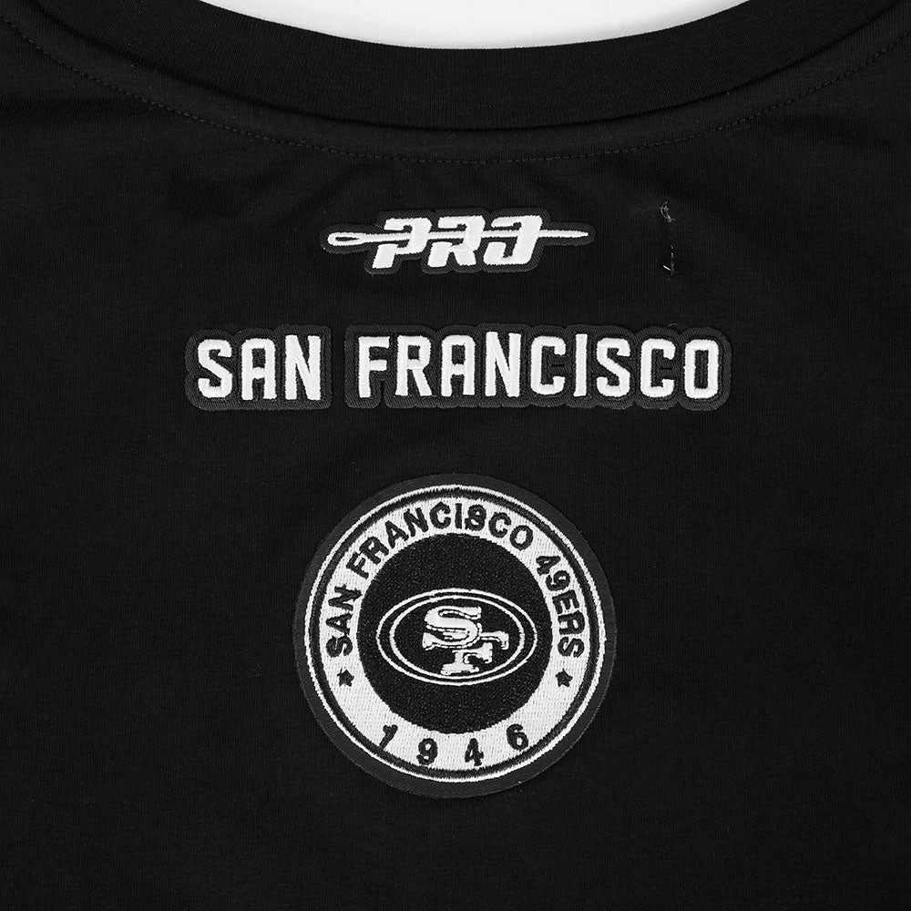 NFL SAN FRANCISCO 49ERS PEARLS WOMEN'S SINGLE JERSEY BOXY TEE (BLACK)