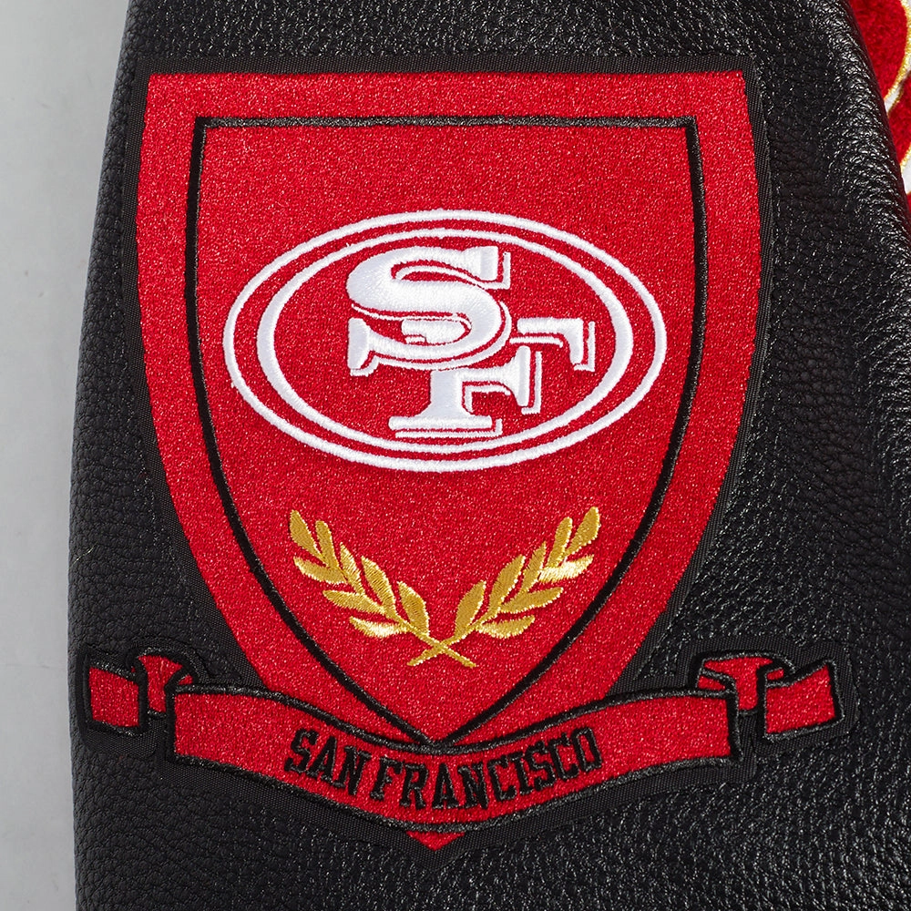 NFL SAN FRANCISCO 49ERS PRO PREP MEN'S WOOL VARSITY JACKET (RED/BLACK)