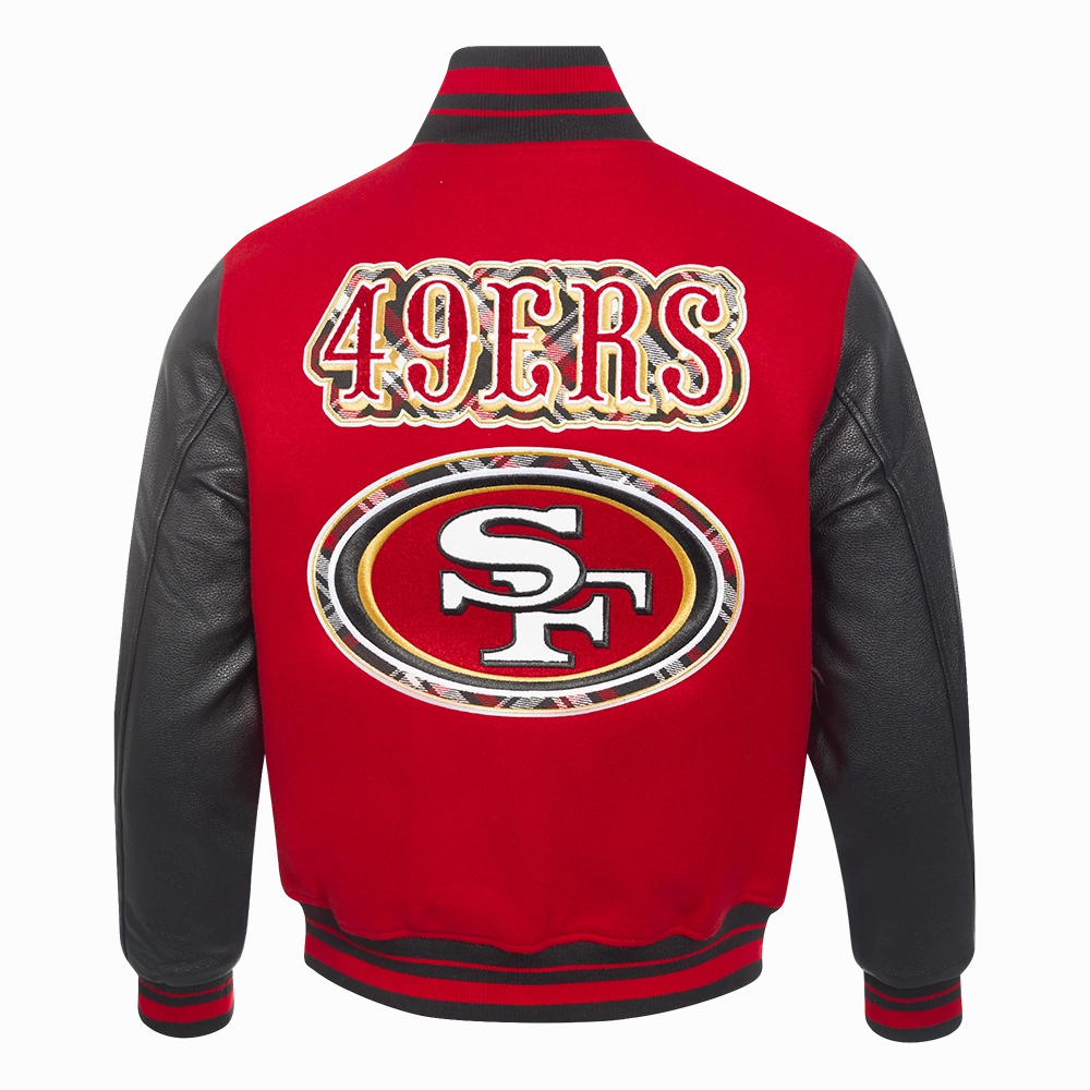 NFL SAN FRANCISCO 49ERS PRO PREP MEN'S WOOL VARSITY JACKET (RED/BLACK)