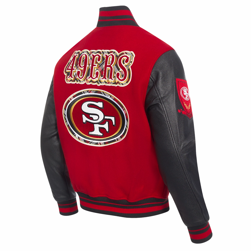 NFL SAN FRANCISCO 49ERS PRO PREP MEN'S WOOL VARSITY JACKET (RED/BLACK)