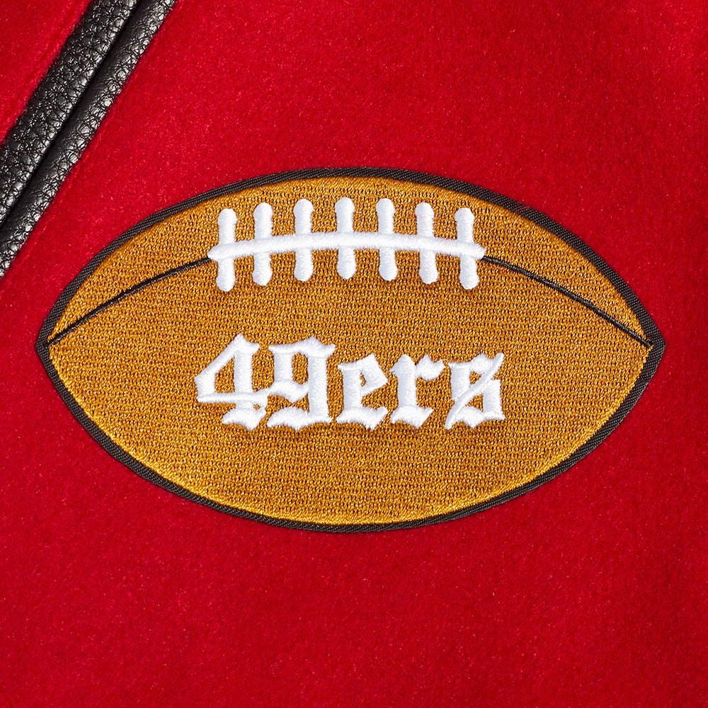 NFL SAN FRANCISCO 49ERS PRO PREP MEN'S WOOL VARSITY JACKET (RED/BLACK)
